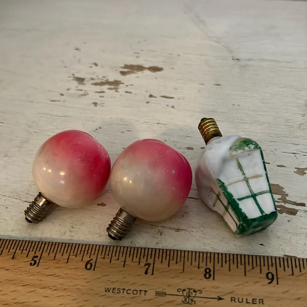 3 Antique figural milk glass Christmas light bulbs